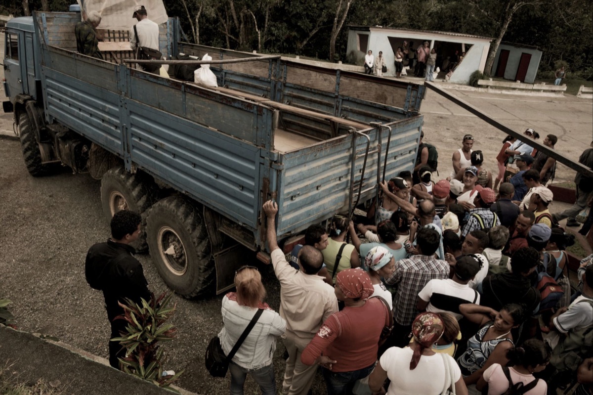 People waiting for taco truck