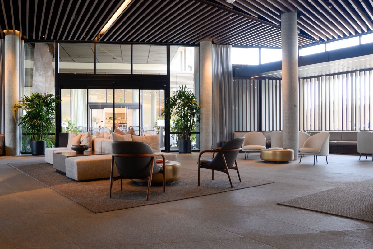 modern hotel lobby in hollywood