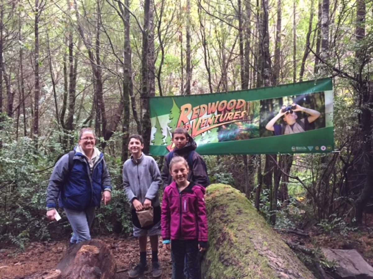 family hiking in LA redwoods