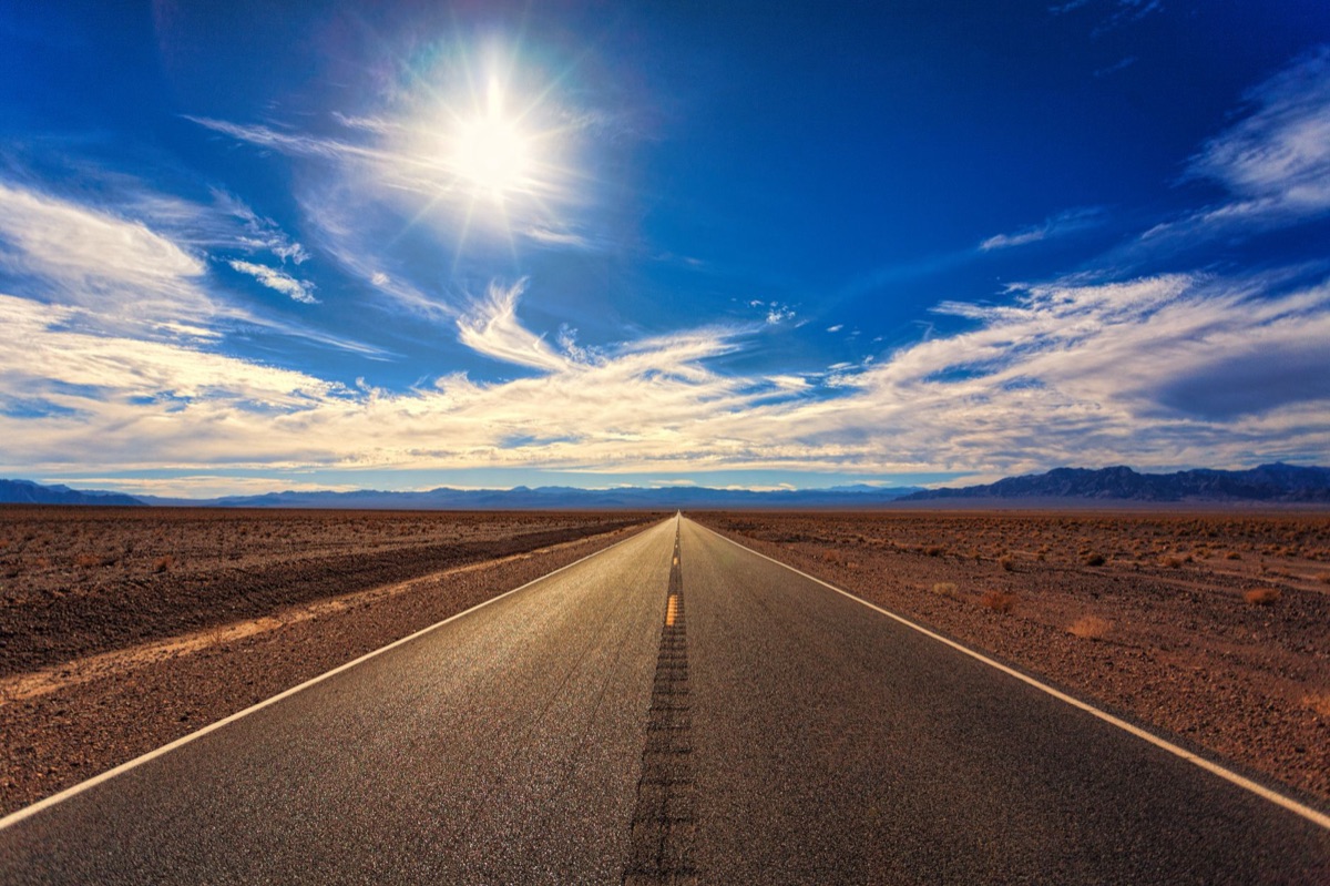 sunlit desert highway