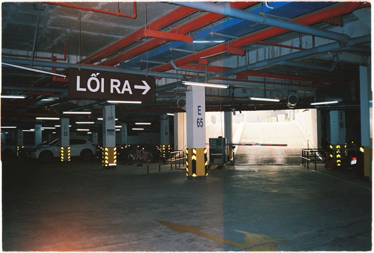 Car parking lot signs with directions and instructions