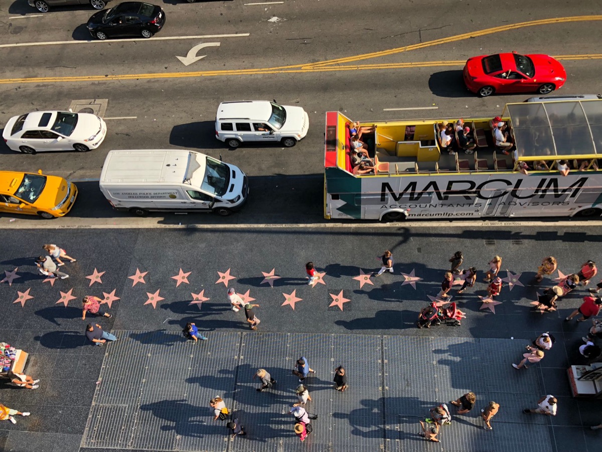 Hollywood Sign with pedestrians