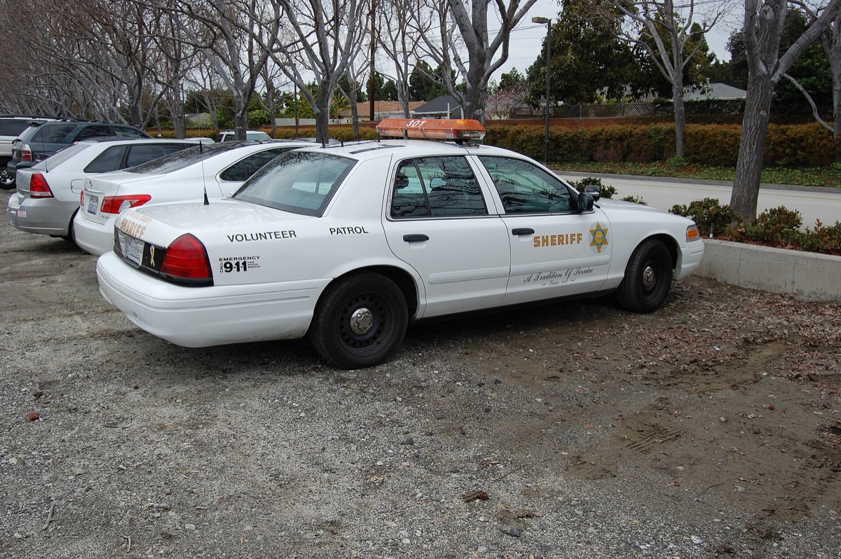 Los Angeles police patrol car on a quiet residential street