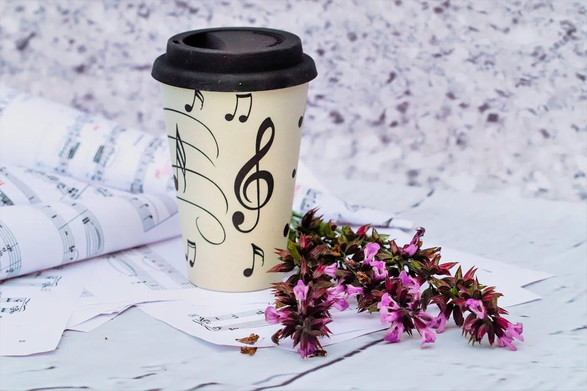 music, coffee, coffee cup, notes, sheet music, flower background, flowers, wildflowers, nature, musical, morning, inspiration, melody, flower wallpaper, beverag